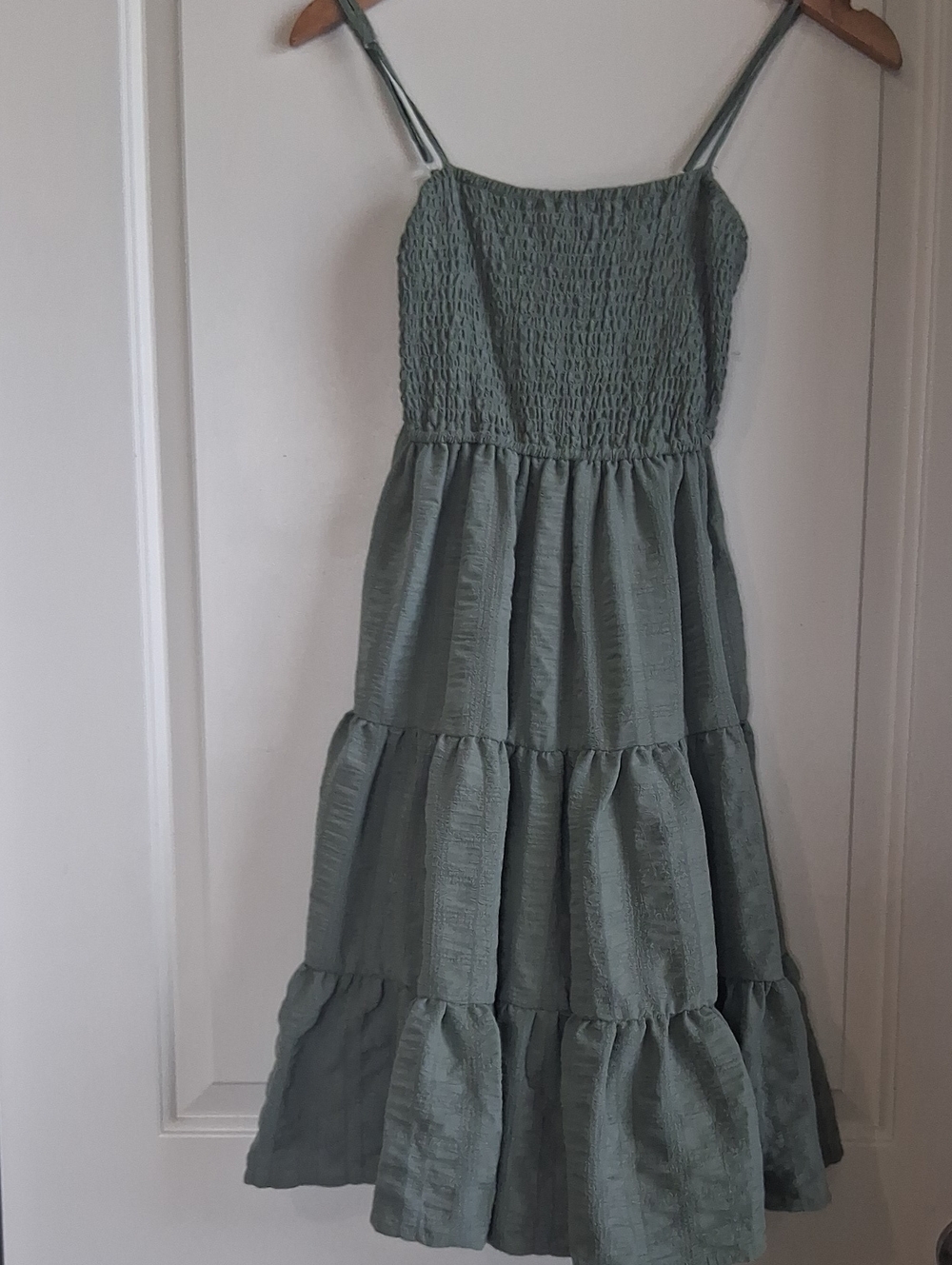 Teen Smocked Tiered Sundress in Sage Green